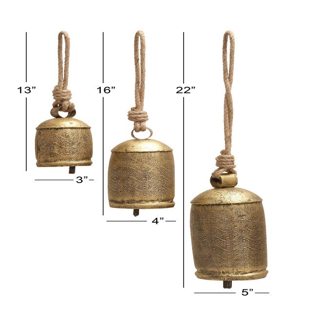 Set Of 3 Bronze Metal Rustic Windchime, , alternate image number 6