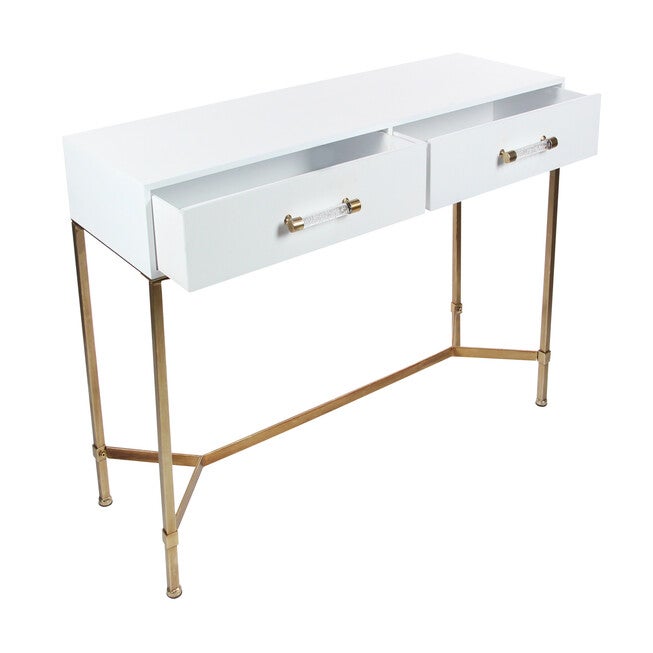 White Glam Metal Console Table, 31 x 47, , on-hover image number 1