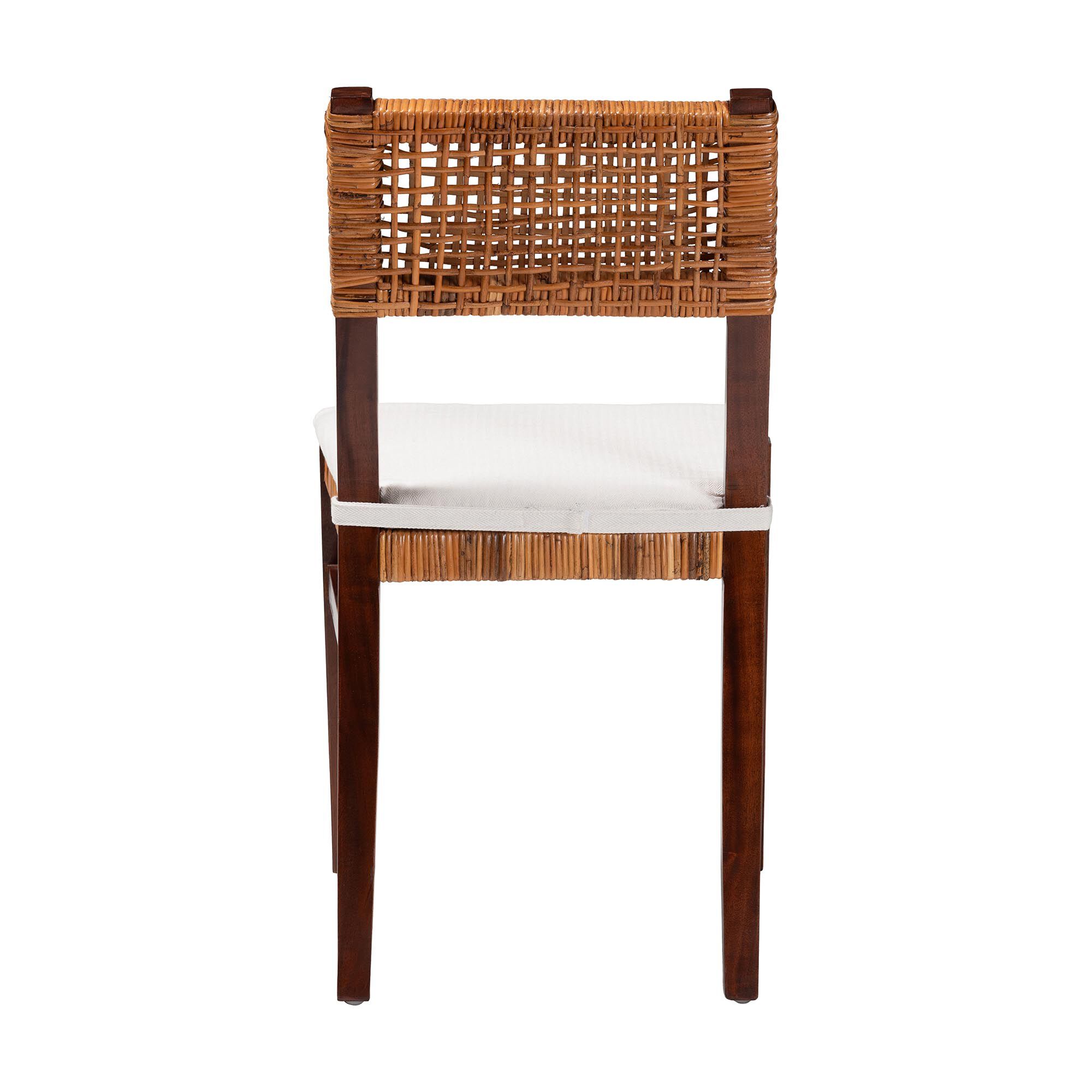 Dameka Bohemian Light Honey Rattan and Dark Brown Wood Dining Chair, HONEY, alternate image number 4
