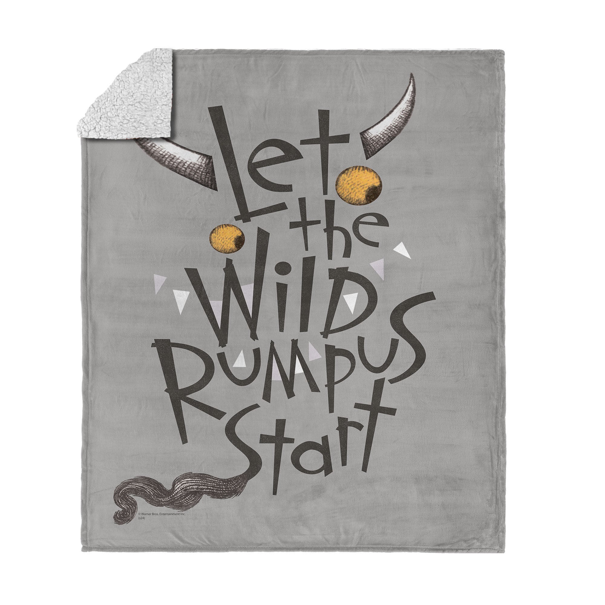 Warner Bros. Where the Wild Things Are Wild Rumpus Silk Touch Sherpa Throw Blanket 50x60 Inches, GRAY, hi-res image number 0
