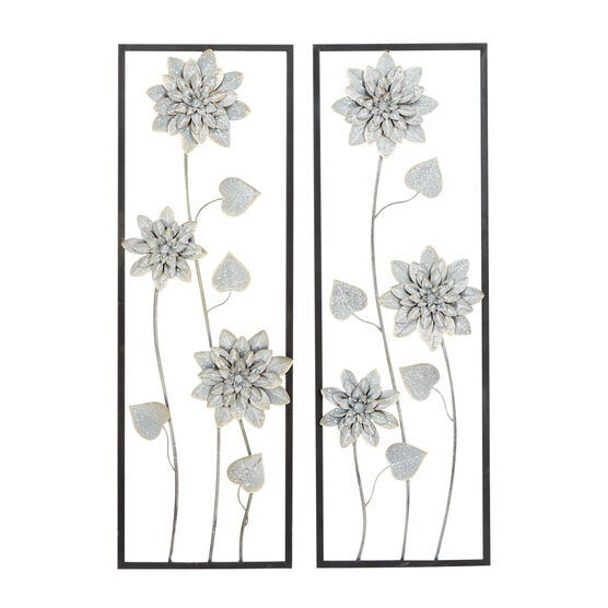 Set Of 2 Grey Metal Contemporary Wall Decor, GREY, hi-res image number null