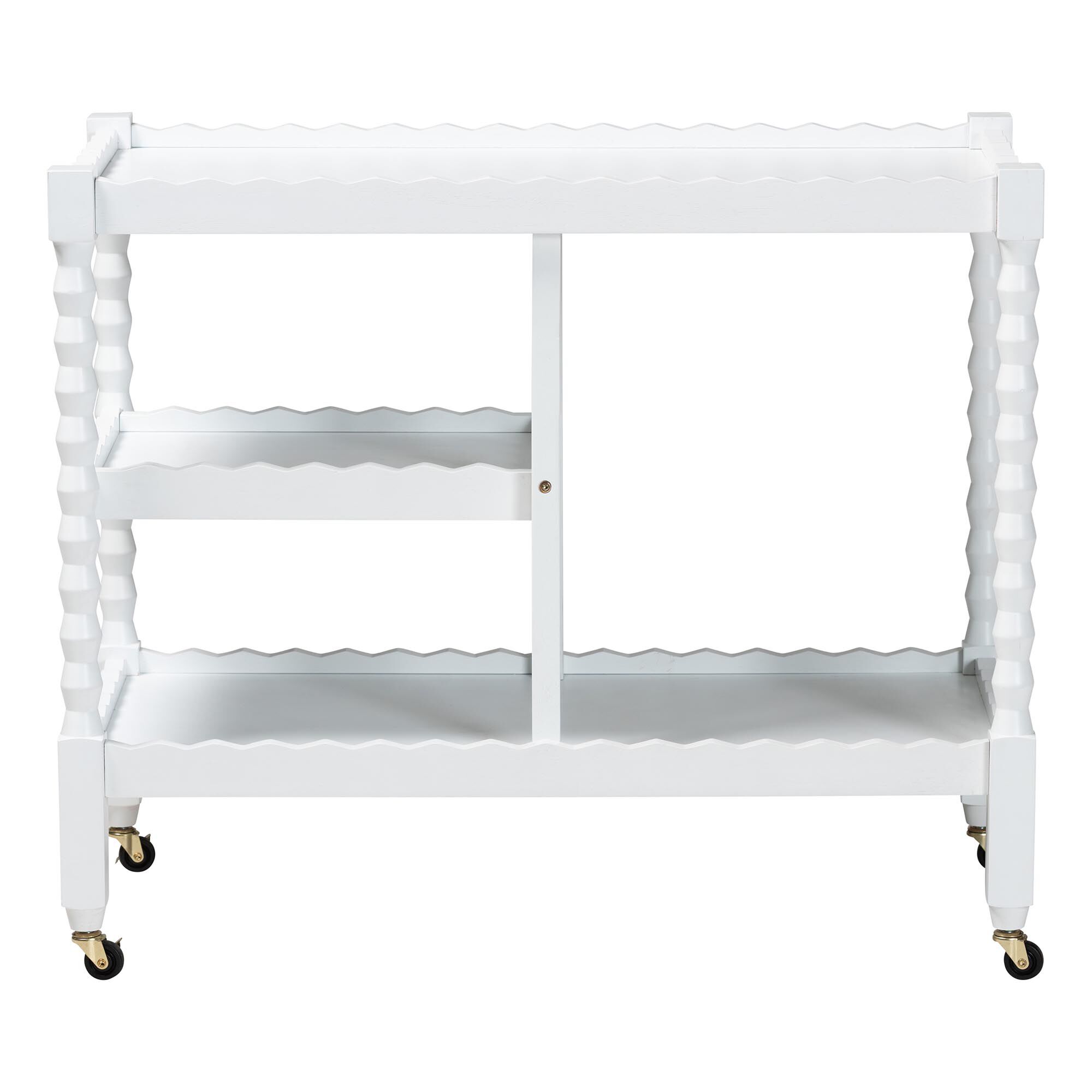 Seamus 3-Tier Beech Brown Book Cart with Bobbin Frame, WHITE, alternate image number 2