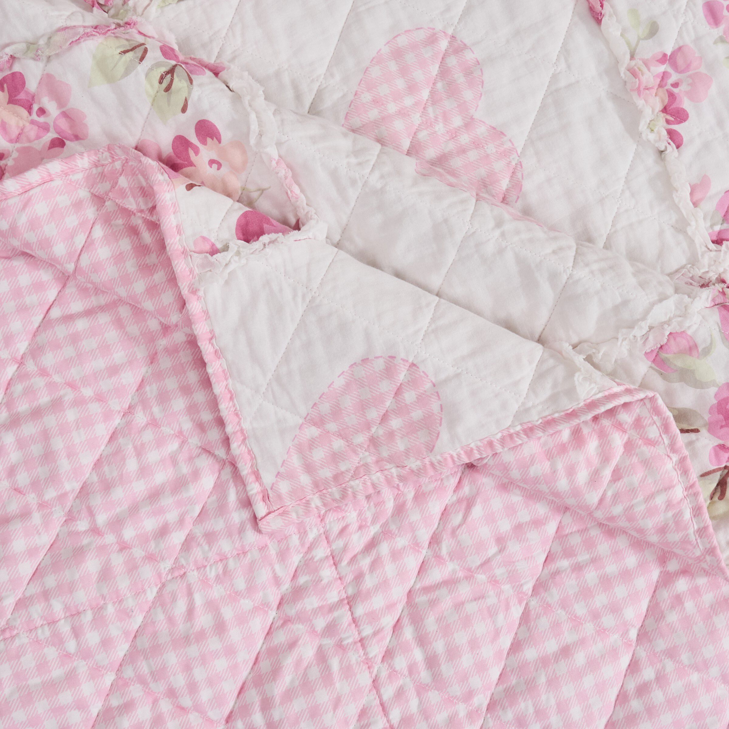 Veronica's Hearts Shabby Chic Ruffles Quilt Set, PINK, alternate image number 4