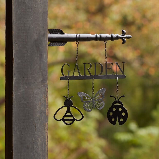 Butterfly Insect Garden Sign 15.5 inchesH, BLACK, alternate image number 2