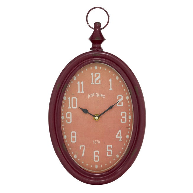 Set Of 4 Multi Colored Metal Vintage Wall Clock, , alternate image number null