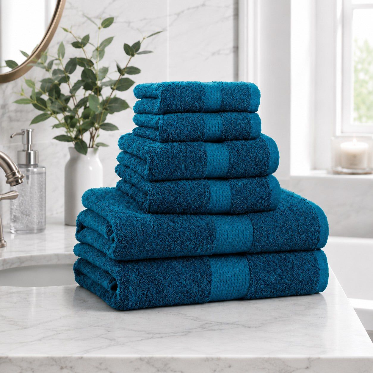 BH Studio 6-Piece 100% Cotton Bath Towel Set, 550 GSM