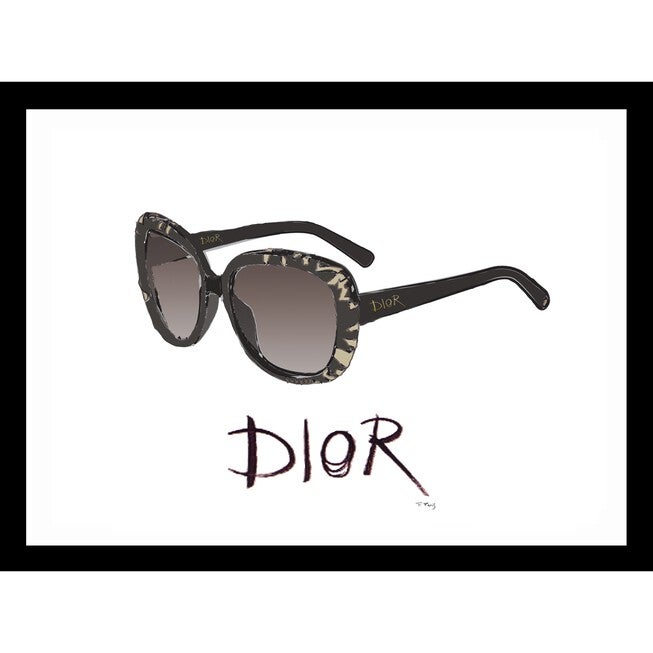 Christian Dior Sunglasses Black 14 inches x 18 inches Framed Print, GOLD BLACK, hi-res image number 0