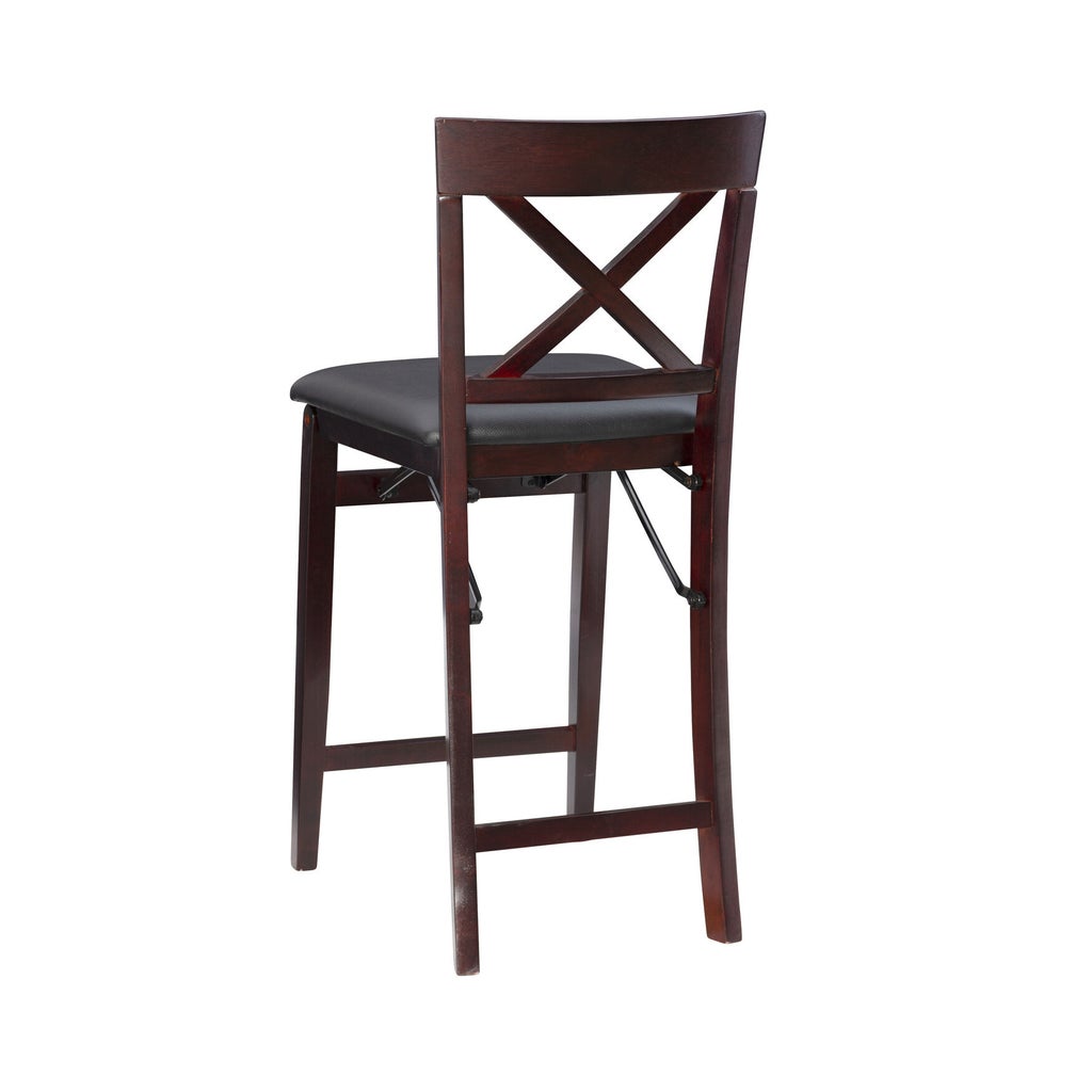 Triena X back folding counter bar stool side view showing folding hardware