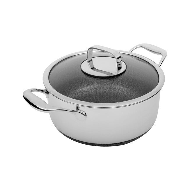 LIVWELL DiamondClad™ 6 Quart Hybrid Nonstick Stainless Steel Stock Pot and Lid, Dishwasher Safe, PFOA-free – Silver/Black, SILVER, hi-res image number null