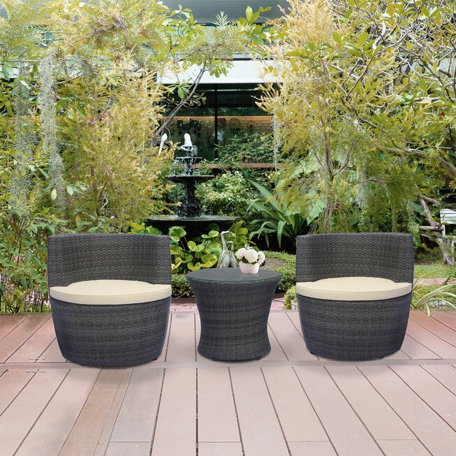 Flori 3 Pieces Swivel Bistro Set with Cushions, , alternate image number 2