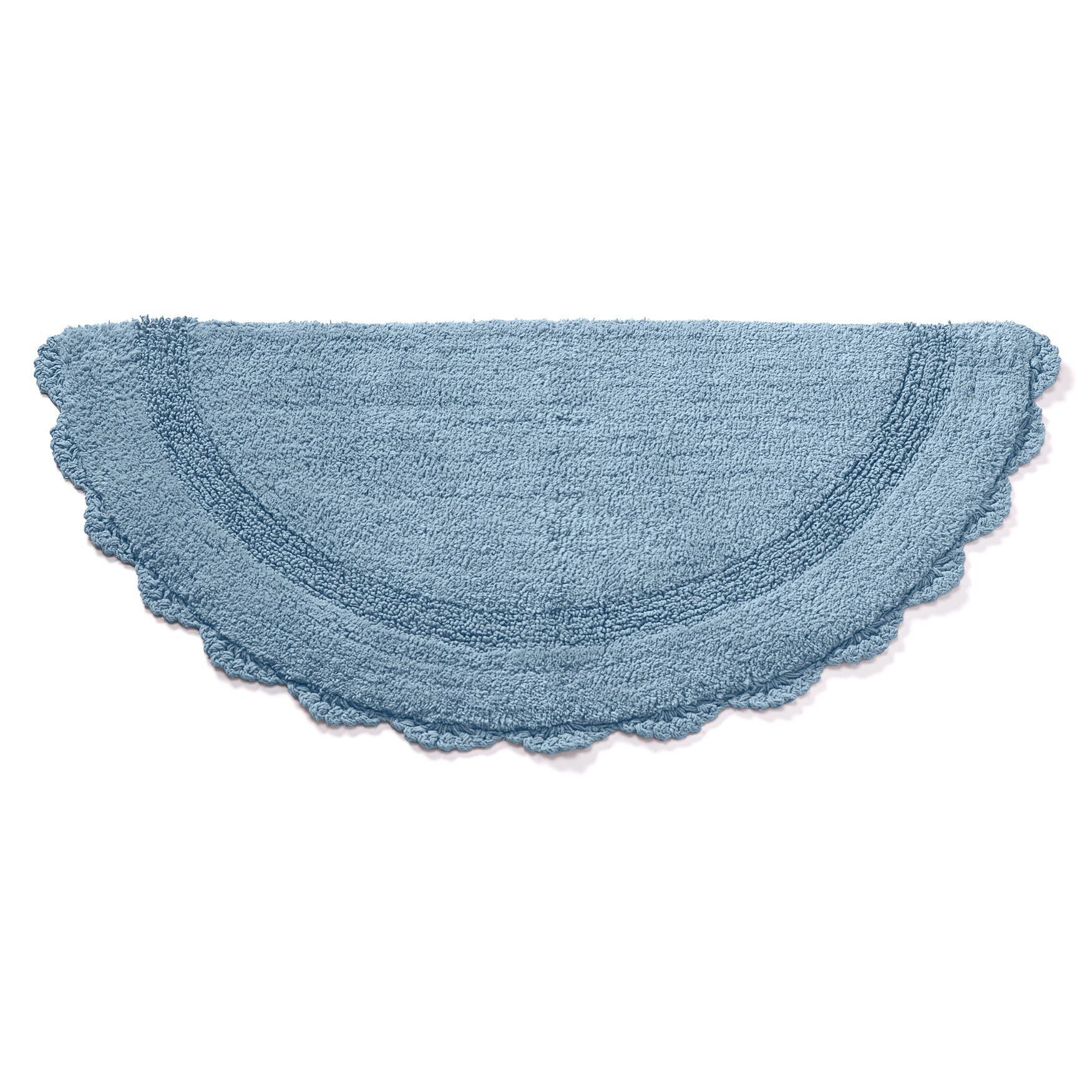 Half Round Crochet Bath Mat , BLUE, hi-res image number 0