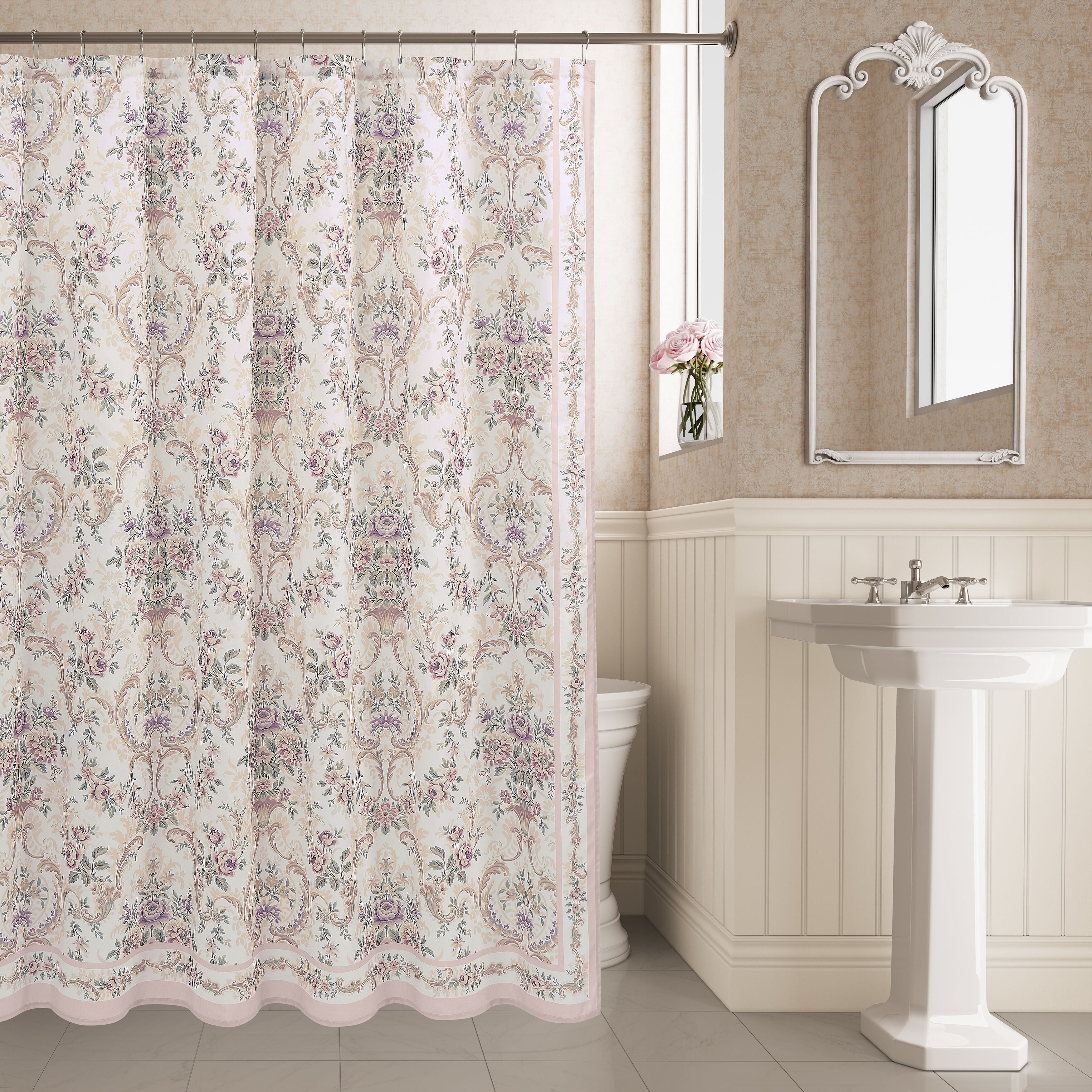 AVANT GARDEN SHOWER CURTAIN, BLUSH, hi-res image number 0