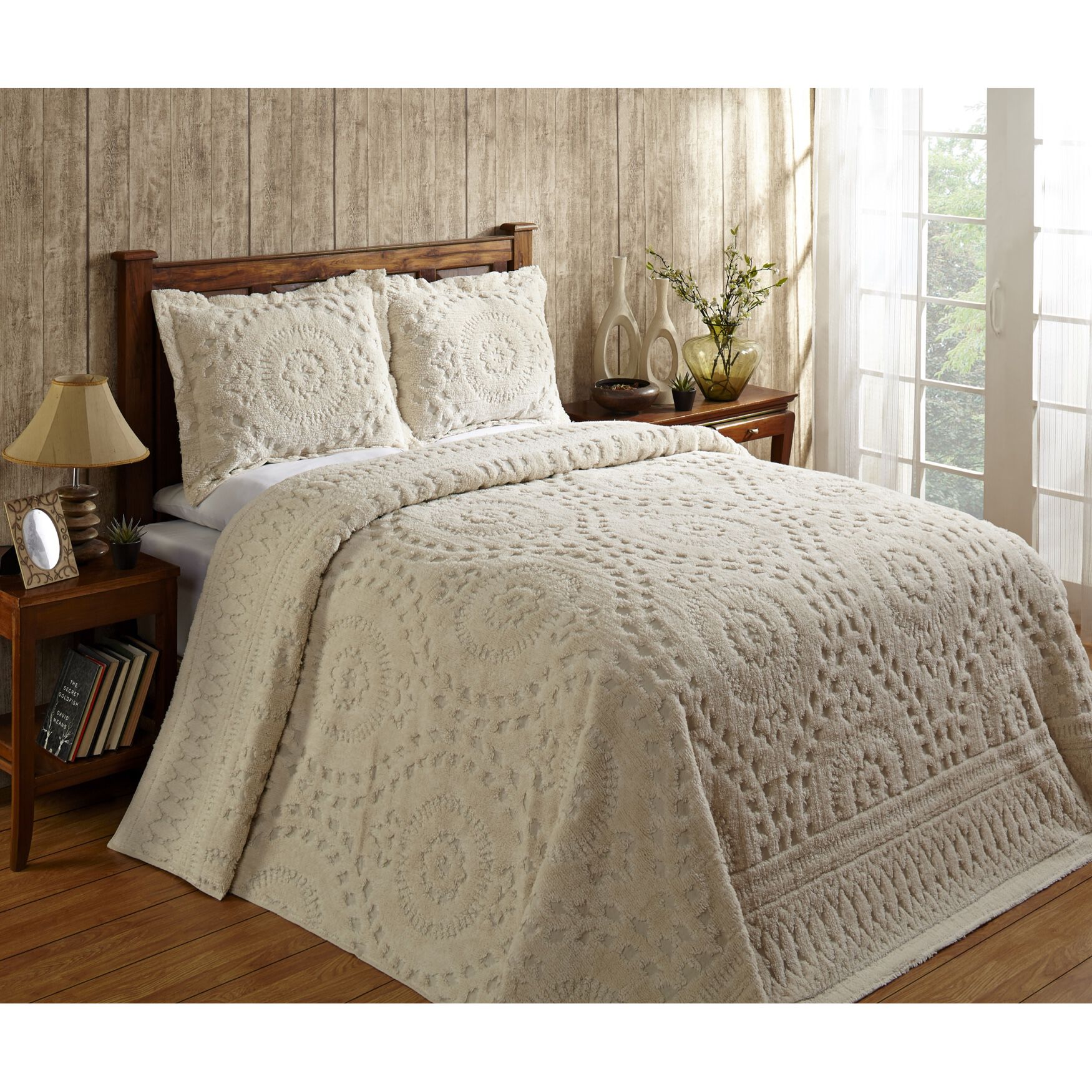 Rio Collection 100% Cotton Bedspread Set, IVORY, hi-res image number 0