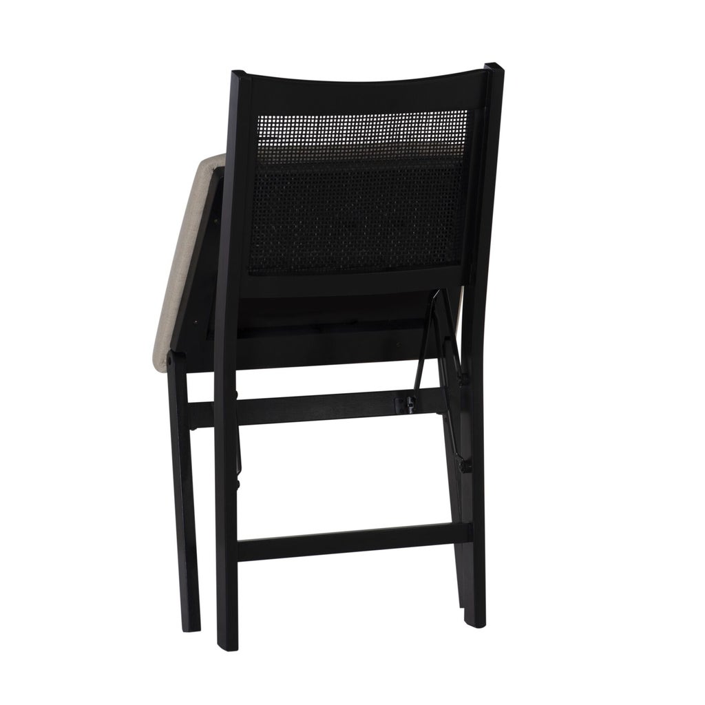 Beaux Cane Back Black Folding Chair folded/back view