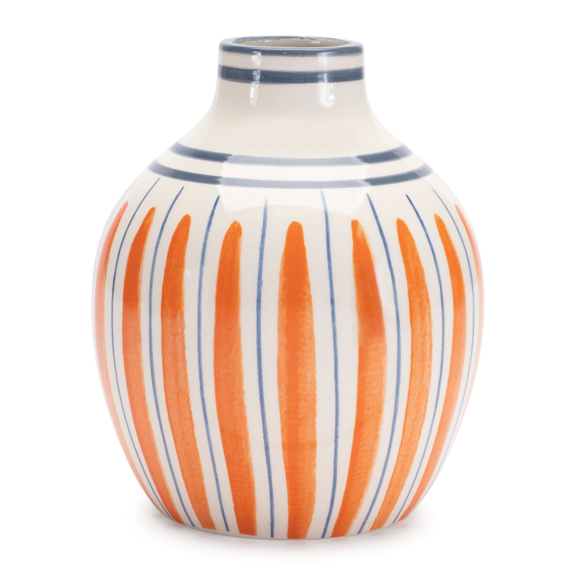 Multi-Striped Stone Vase (Set of 2), ORANGE/BLUE, alternate image number 1