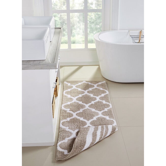 Marrakesh Collection 100% Polyester 20 inches X 60 inches Runner Bath Rug, BEIGE, hi-res image number null