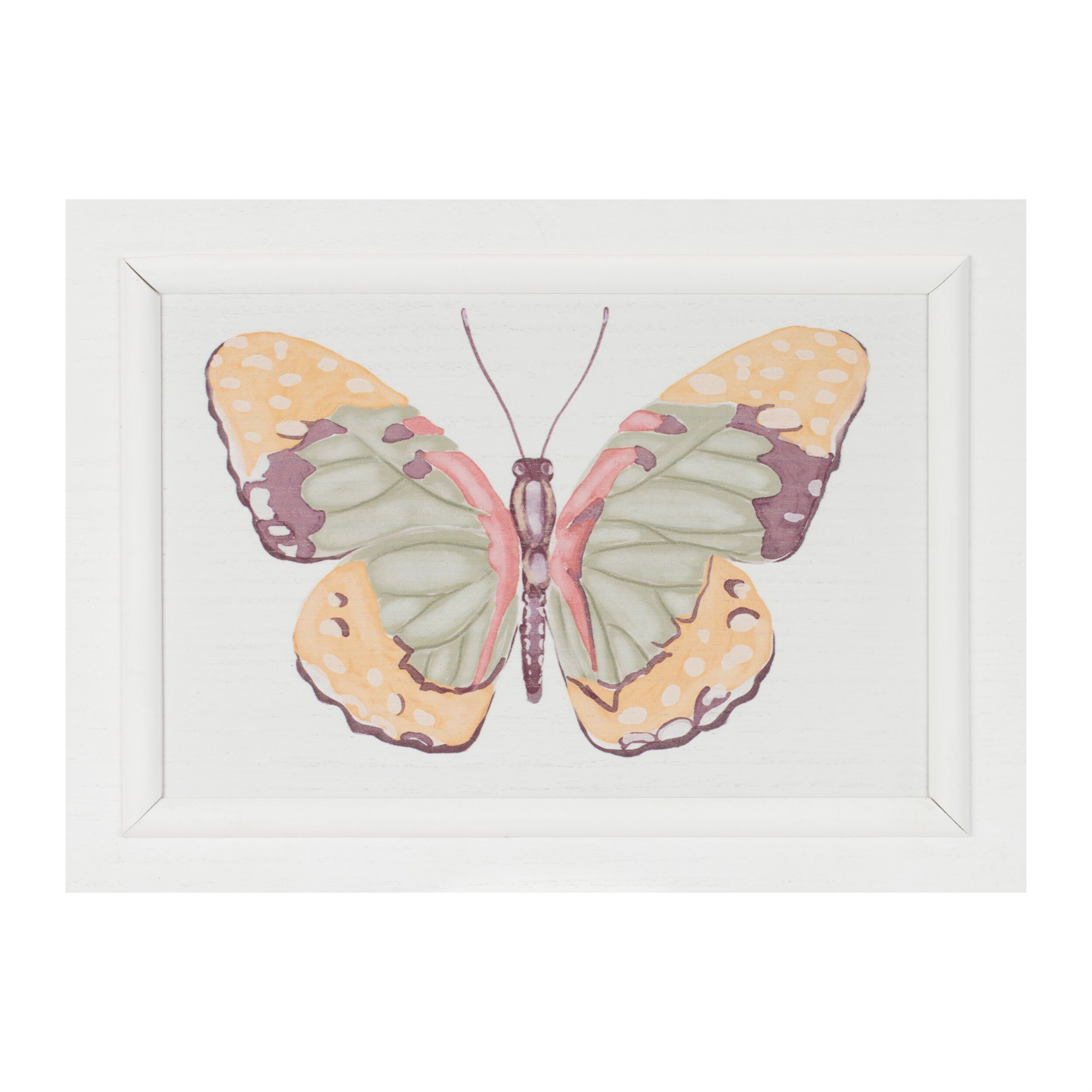 Framed Bird and Butterfly Wall Plaque Set of 2, WHITE YELLOW PINK, alternate image number 2