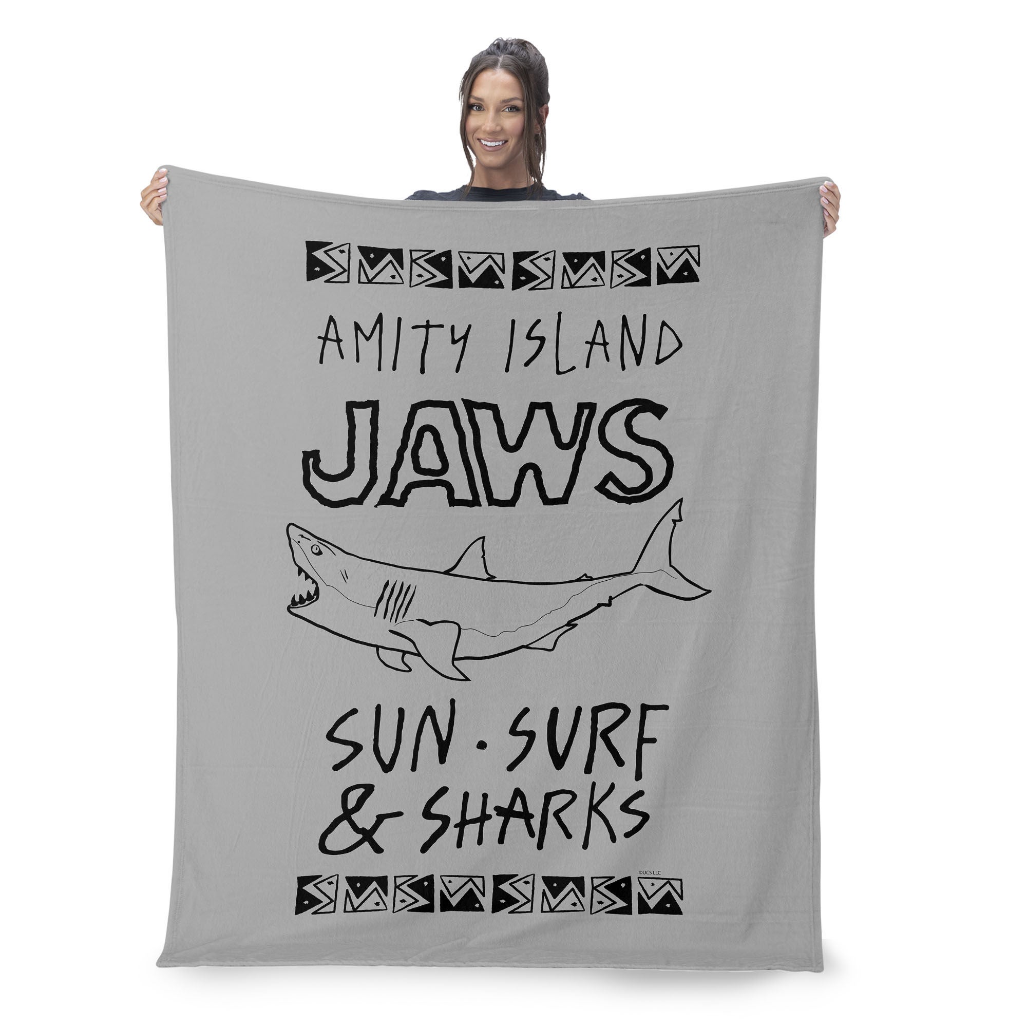 Jaws Amity Island Silk Touch Sherpa Throw Blanket 50x60 inches, JAWS, on-hover image number 1