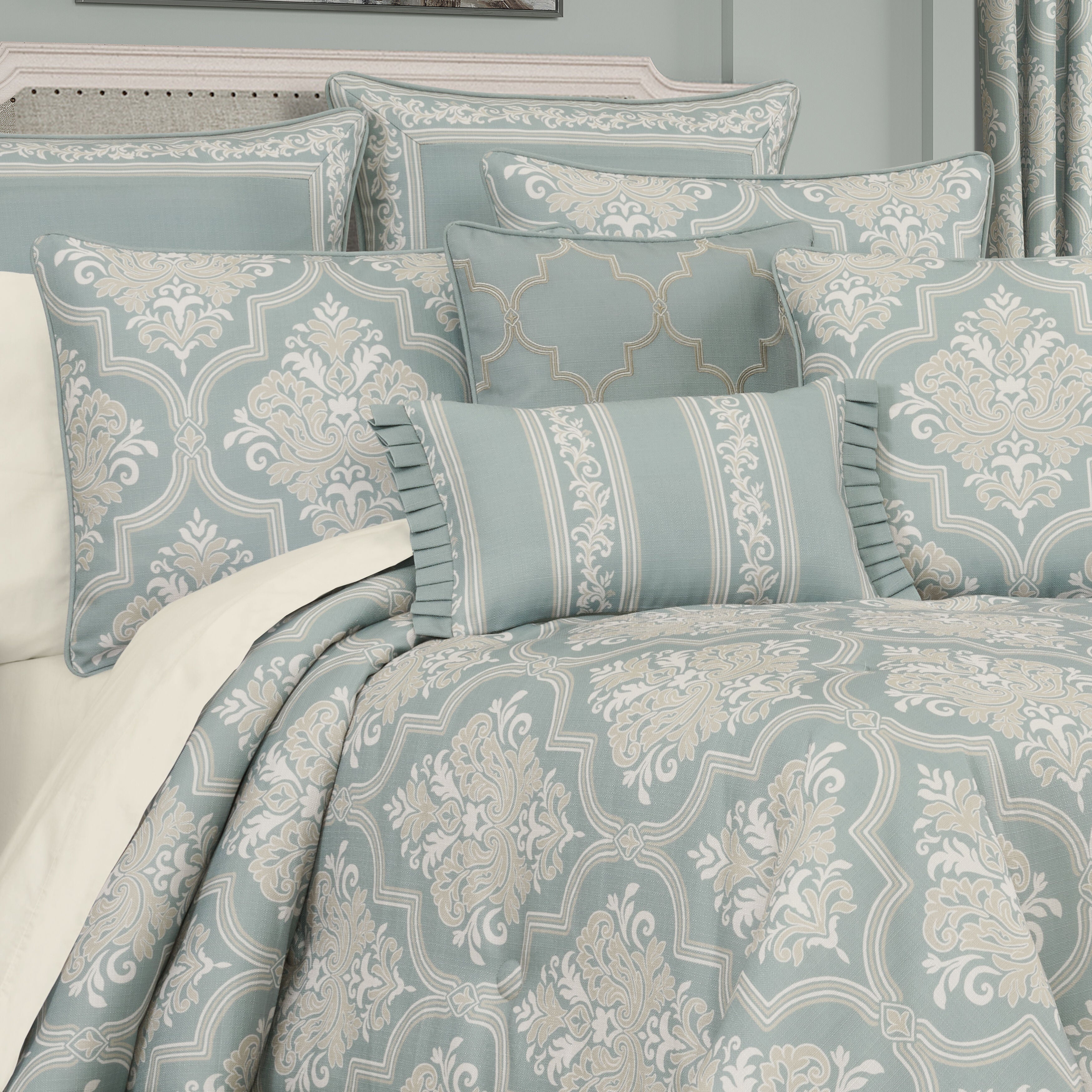 TRANQUILITY FULL/QUEEN 3PC. COMFORTER SET, AQUA, alternate image number 1