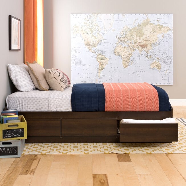 Twin XL Mate’s Platform Storage Bed with 3 Drawers, EXPRESSO, hi-res image number null