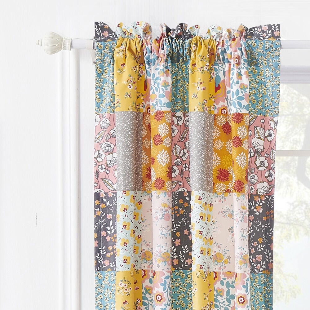 Greenland Home Fashions™ Carlie Window Curtain Panels, Set of 2, 63 inches, CALICO PATCHES, hi-res image number 0