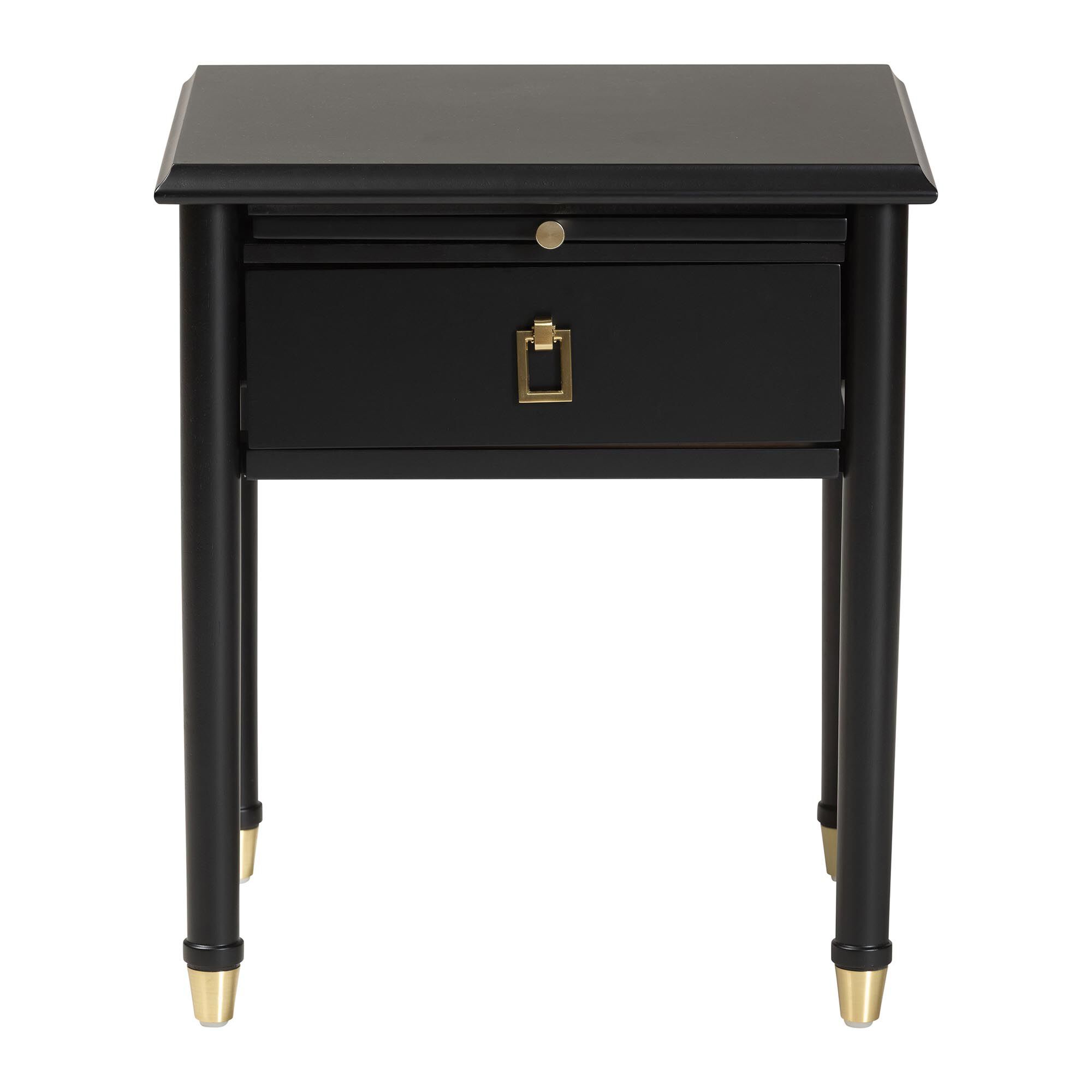 Tamra Black Wood Nightstand with Pullout Shelf, BLACK, alternate image number 4