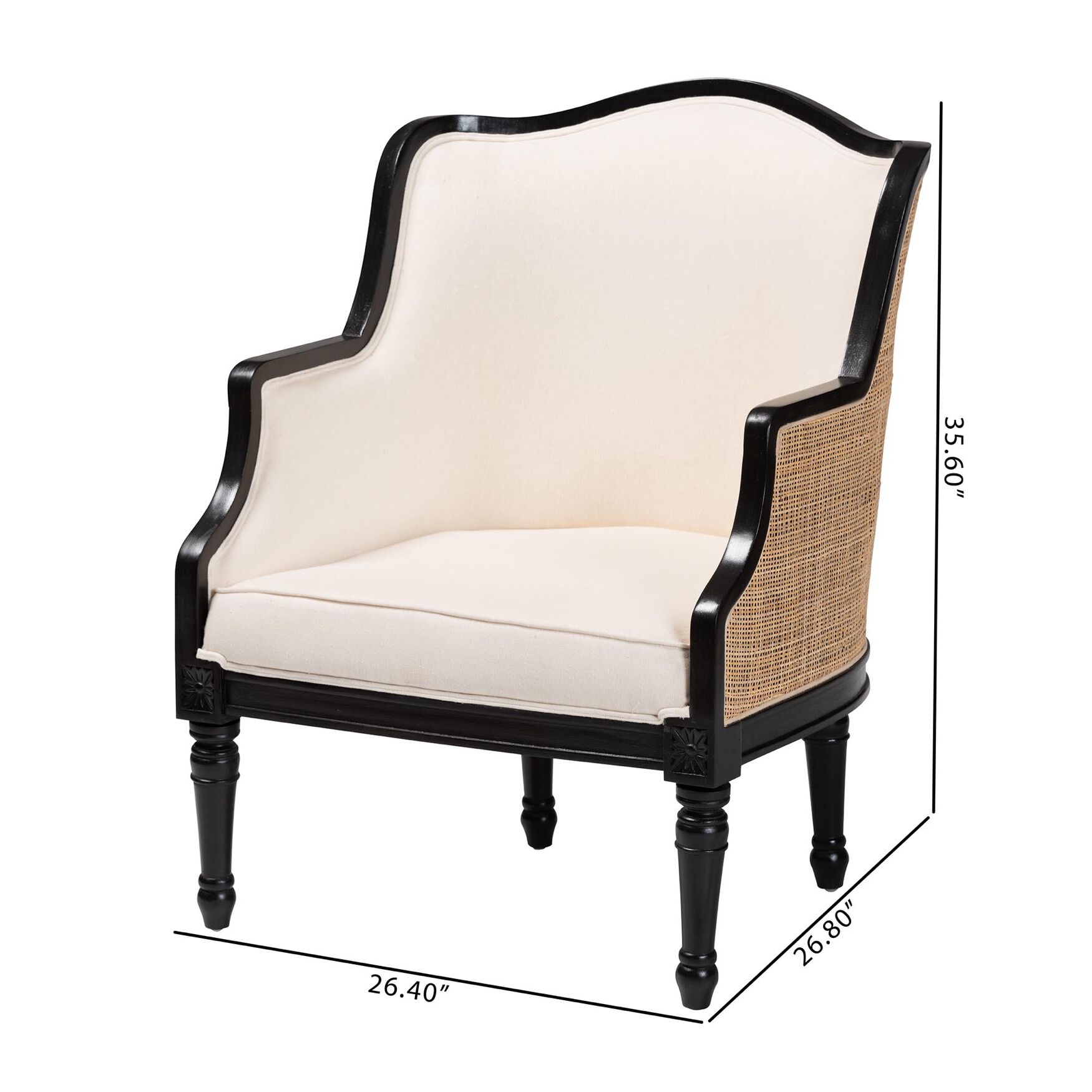 Elizette Traditional French Beige Fabric And Black Finished Wood Accent Chair, , alternate image number 16