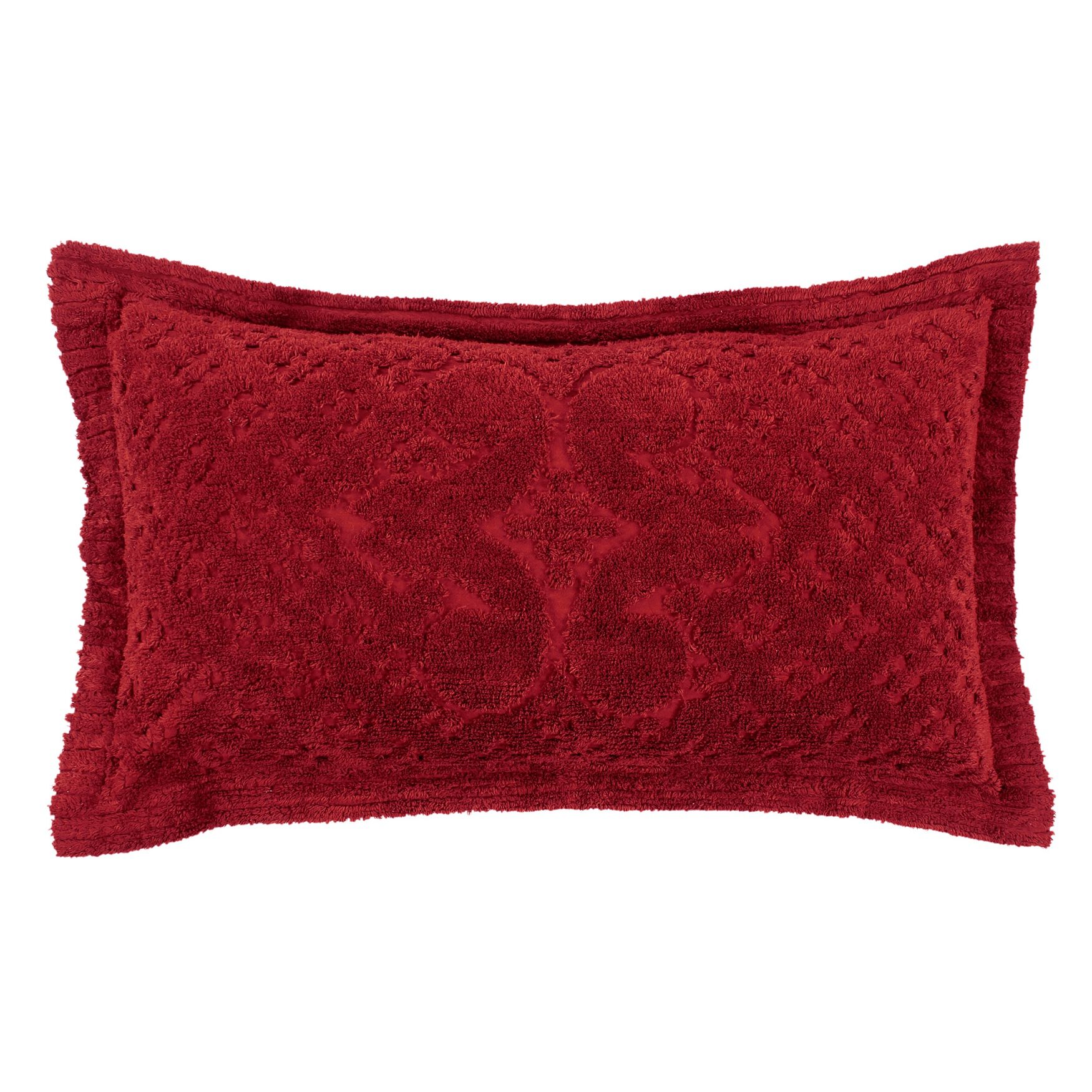 Ashton Collection Tufted Chenille Sham , BURGUNDY, hi-res image number 0
