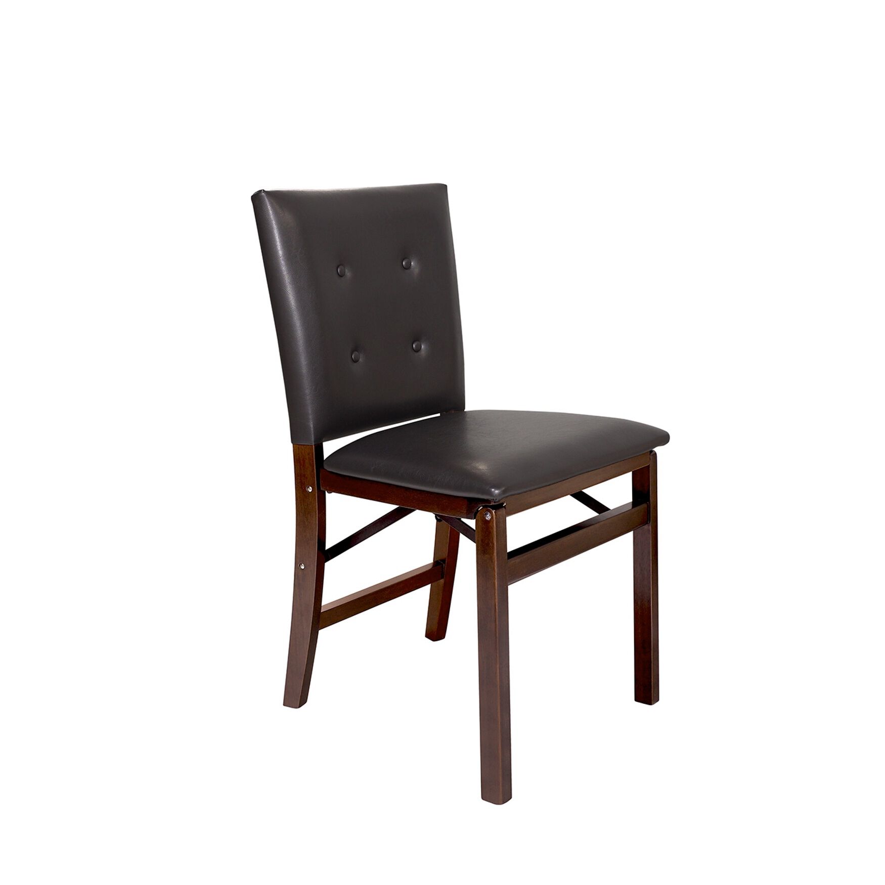 Parson&#39;S Wood Folding Chairs, Set Of 2, EXPRESSO BONDED LEATHER, hi-res image number 0