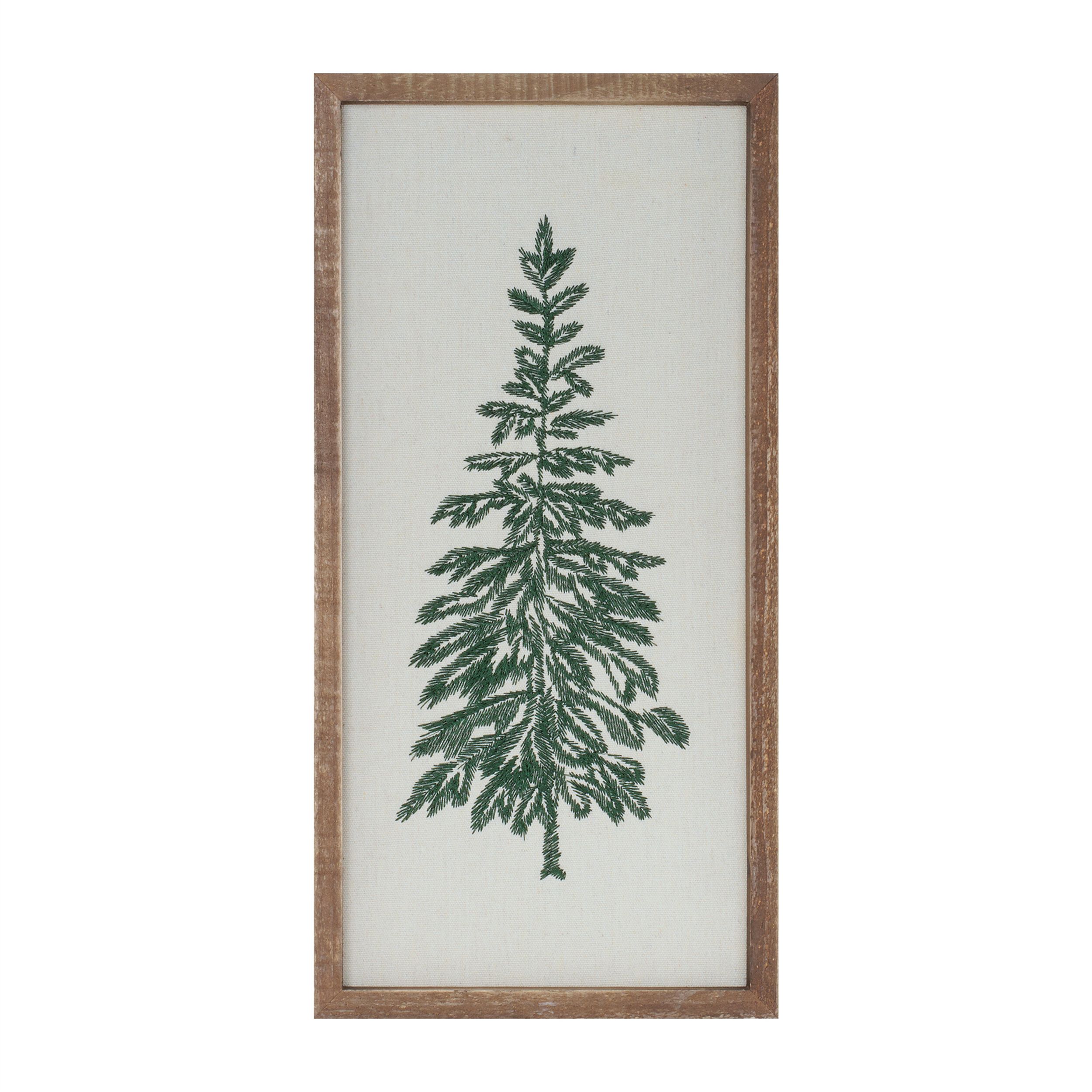 Embroidered Pine Tree Wall Art (Set of 2), BROWN, alternate image number 4