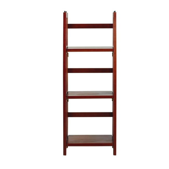 3-Shelf Folding Bookcase 14 inches Wide-Mahogany, MAHOGANY, hi-res image number 0