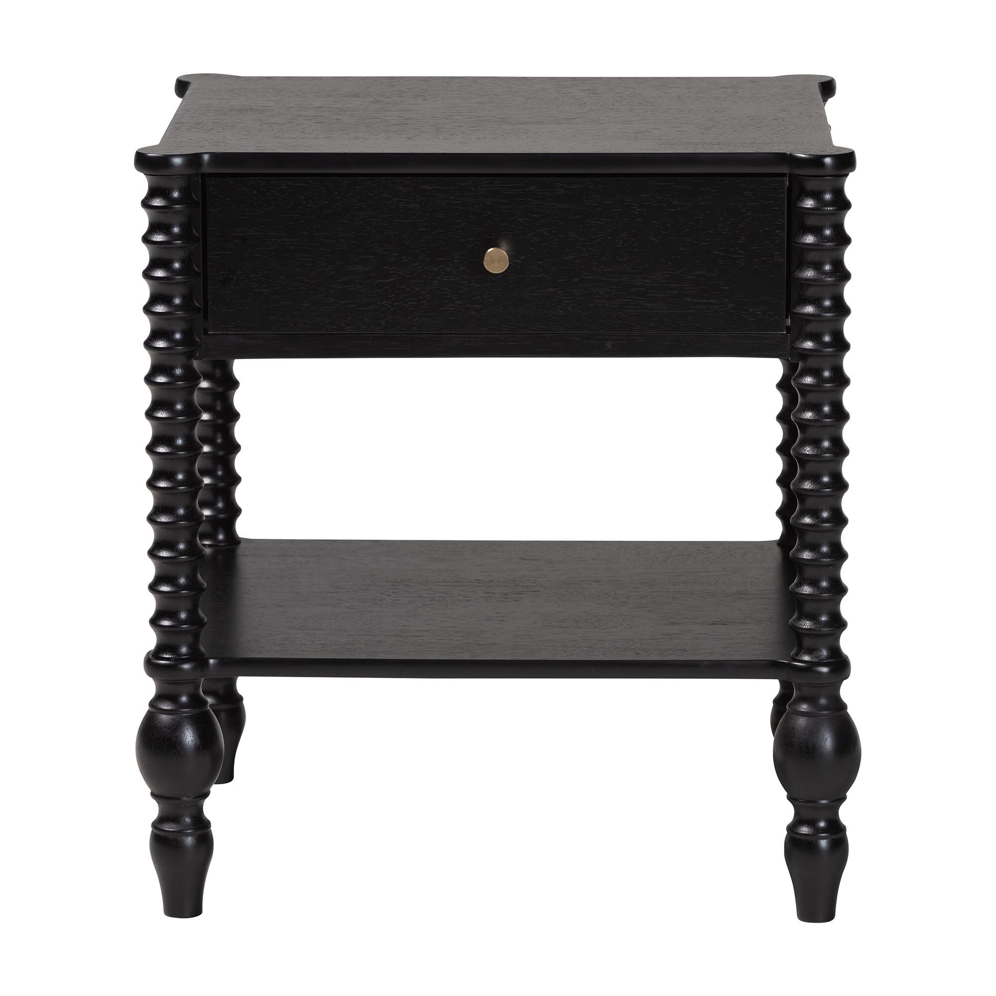 Callison Spindle Nightstand - 1-Drawer, BLACK, alternate image number 3