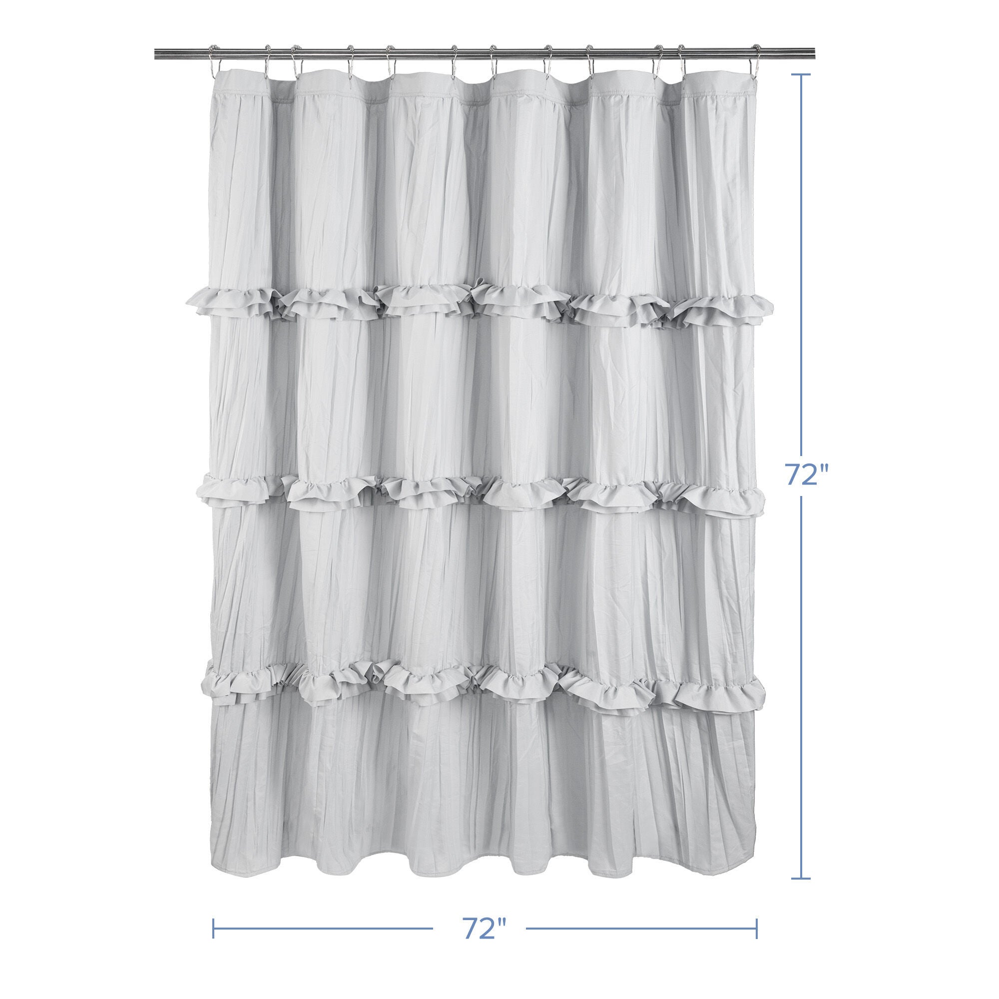 Recycled Ruffles and Pleats Shower Curtain, GRAY, alternate image number 4