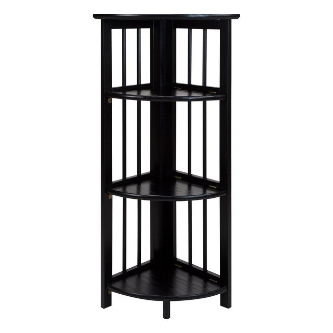 4-Shelf Corner Folding Bookcase-Black, BLACK, hi-res image number 0