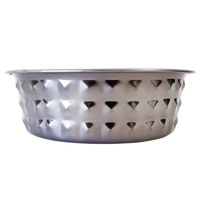 Stainless Steel Diamond Textured Dog Bowl - Black Pearl, BLACK, hi-res image number 0