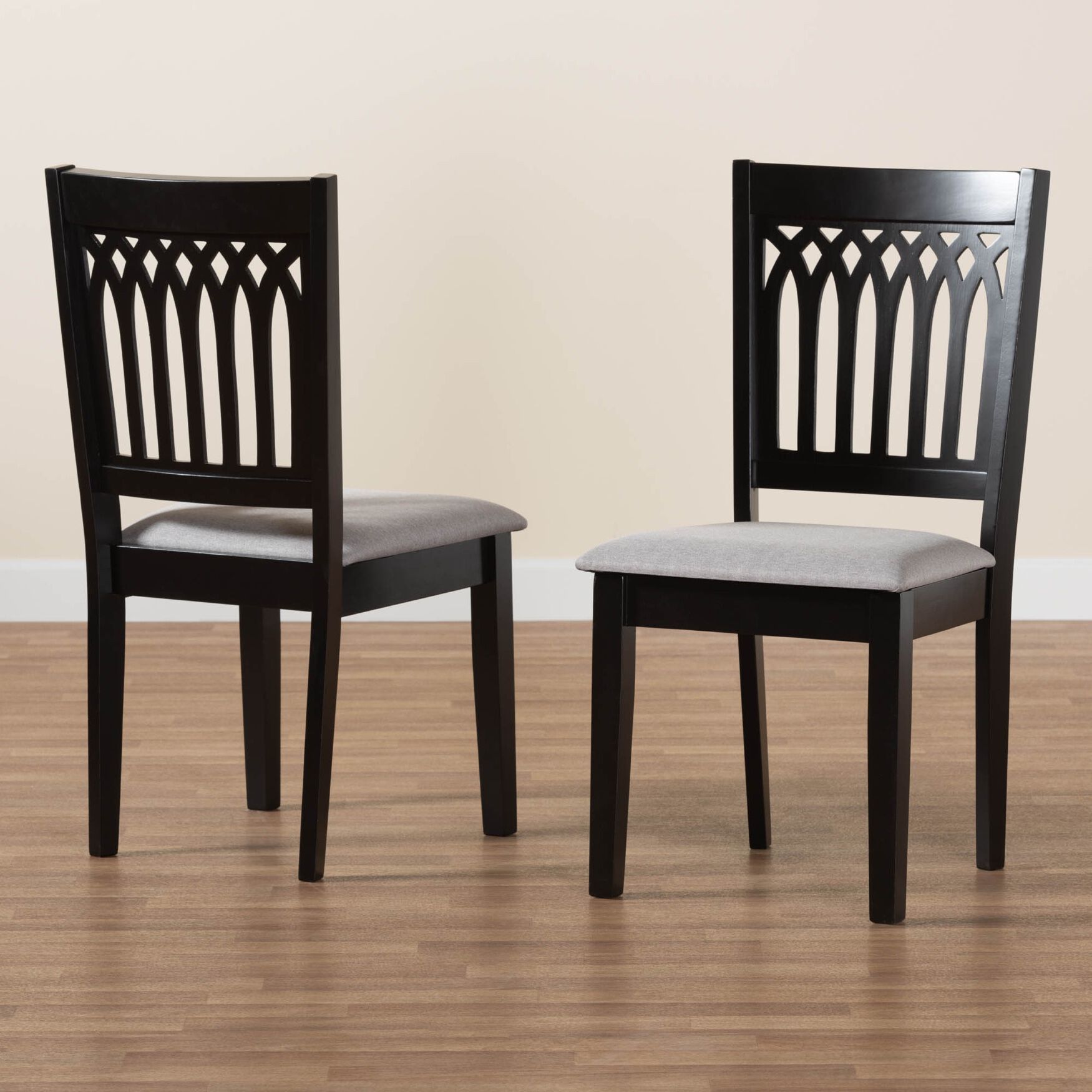 Genesis Modern Beige Fabric And Dark Brown Finished Wood 2-Piece Dining Chair Set, , alternate image number 13