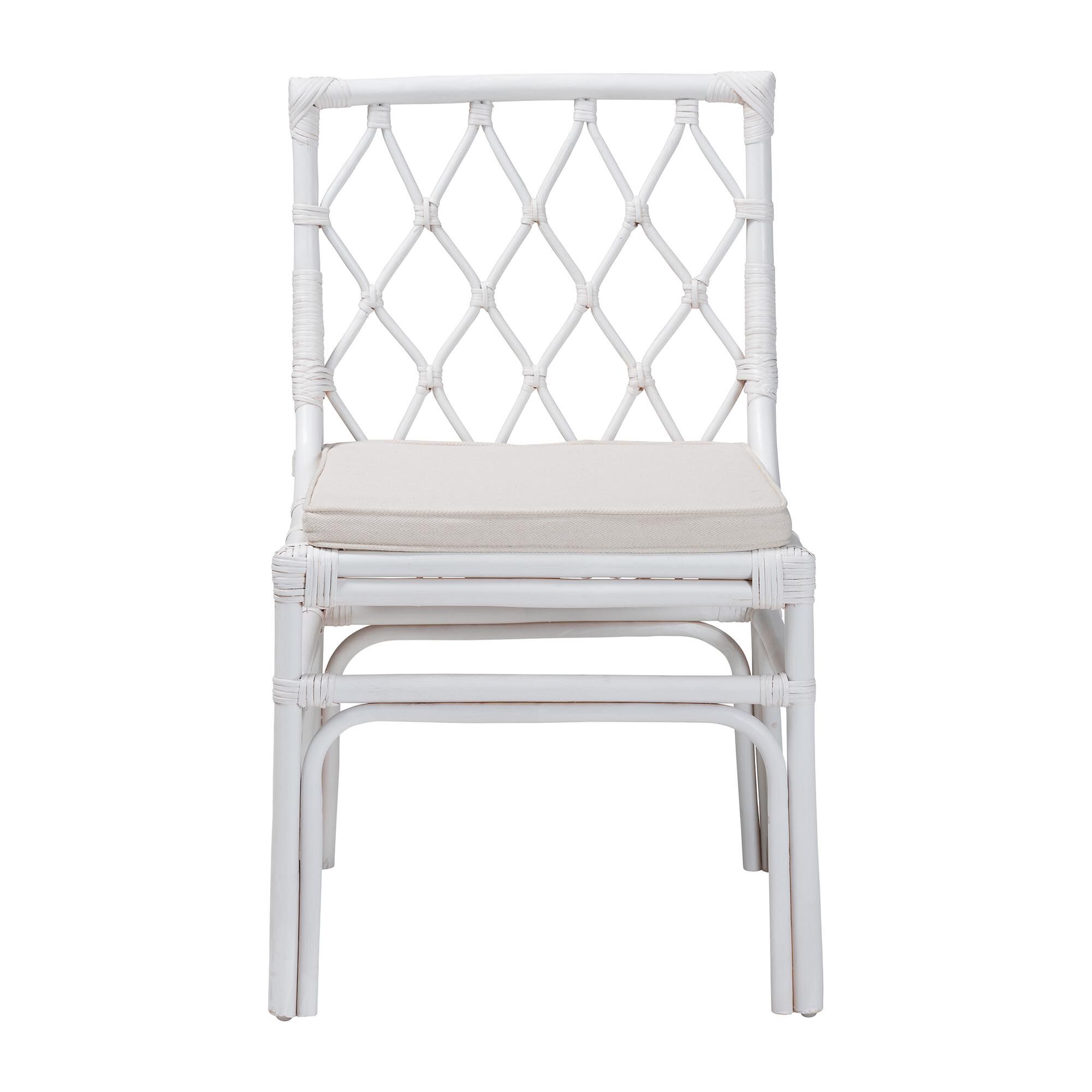 Carwyn Bohemian White Rattan Dining Chair, WHITE, alternate image number 2