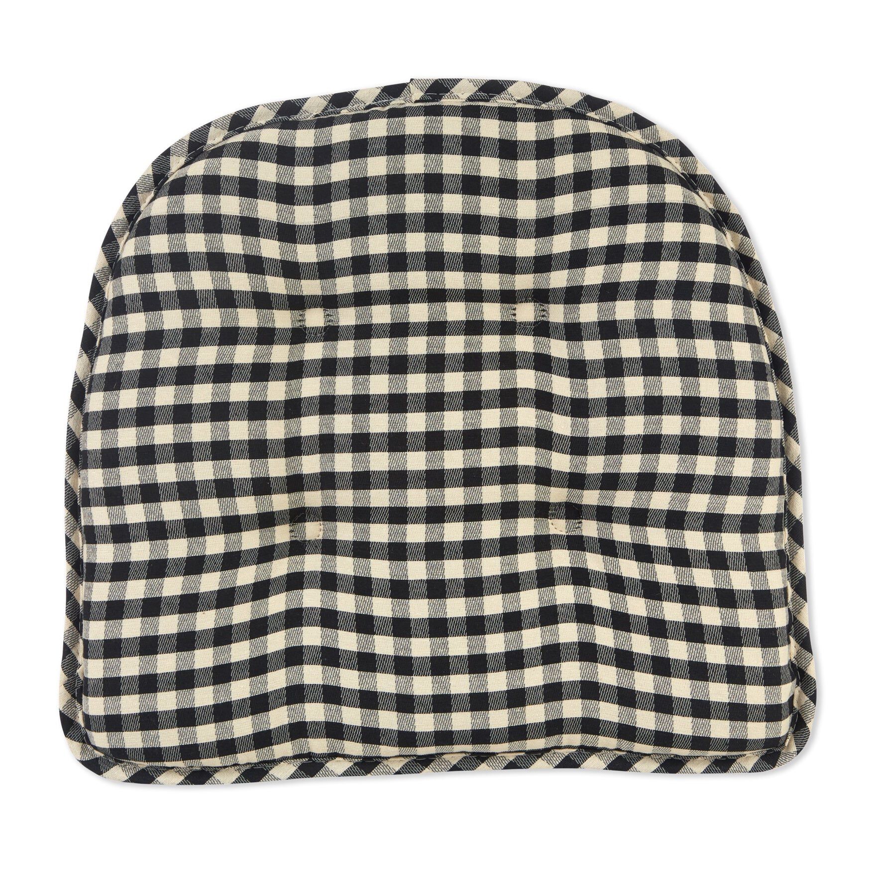 Gingham Gripper&reg; Chair Cushion, BLACK, hi-res image number 0