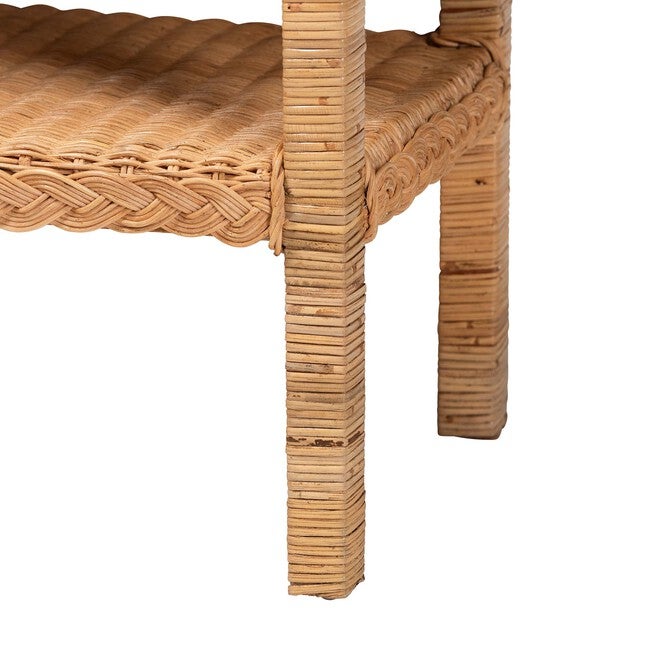 Minahasa Bohemian Light Honey Braided Rattan Side Table, LIGHT, alternate image number null