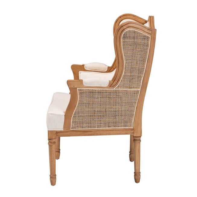 Rachana Traditional French Beige Fabric And Honey Oak Finished Wood Accent Chair, , alternate image number 2