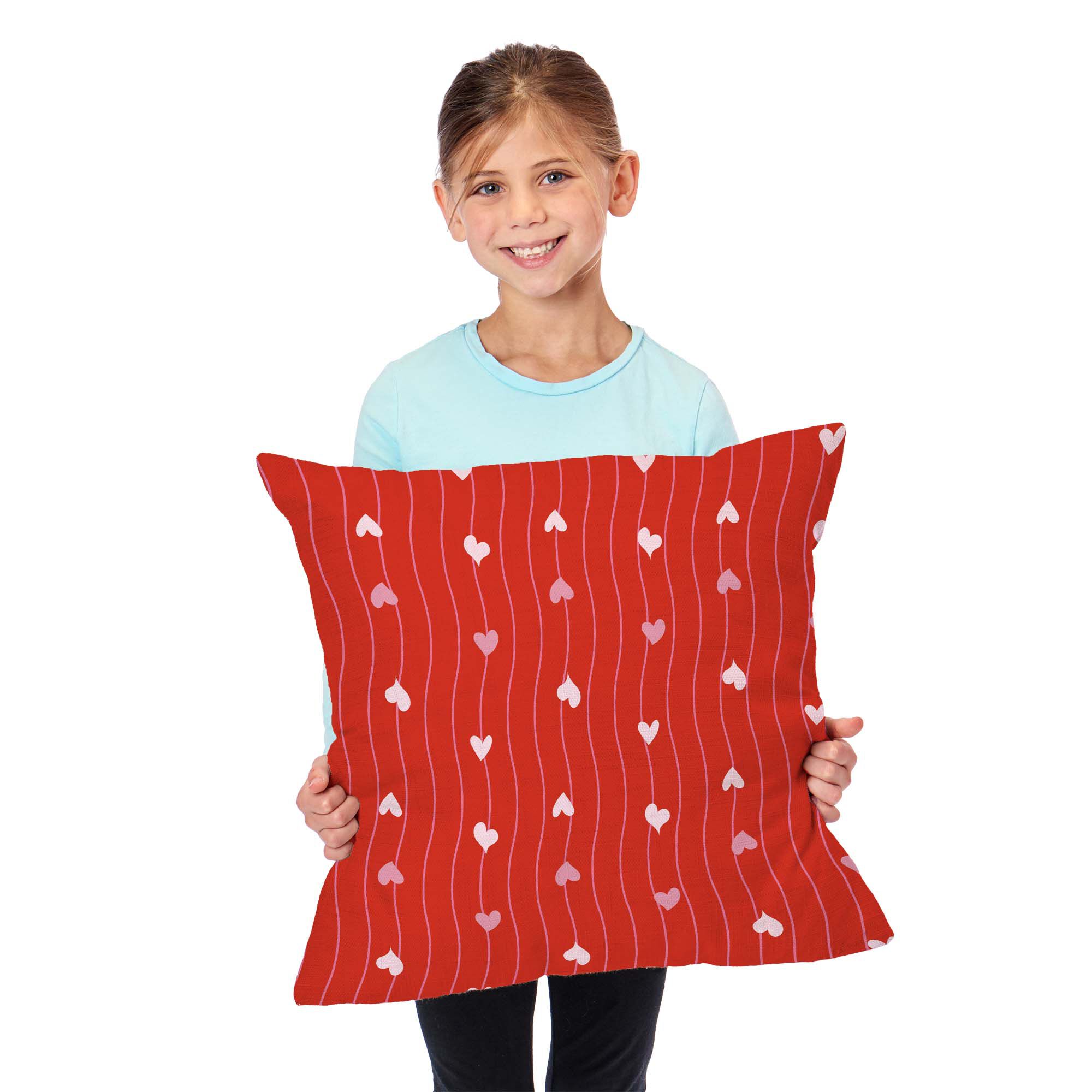 Valentine's Day Line Hearts Throw Pillow 18X18 Inches, RED, alternate image number 2