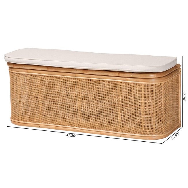 Ishana Bohemian Natural Rattan Storage Bench, , alternate image number null