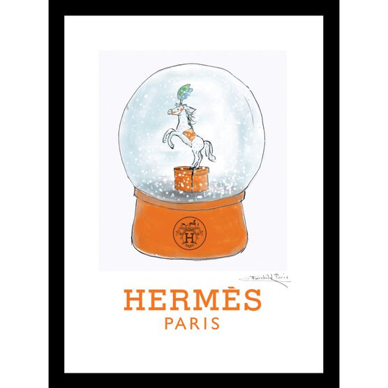 Hermes Globe 14x18 Framed Print, ORANGE WHITE, hi-res image number null