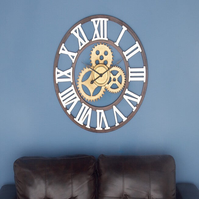 Brown Industrial Metal Wall Clock, , alternate image number 5