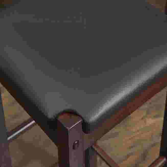 Close-up of the stool seat