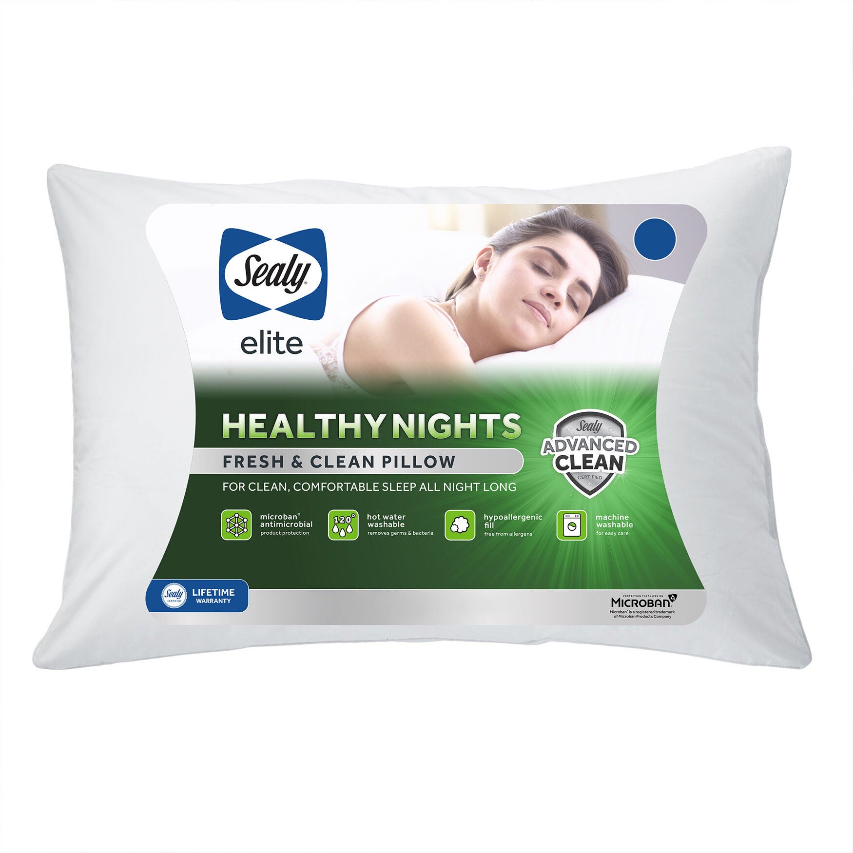 Sealy Healthy Nights Antimicrobial Pillow, WHITE, hi-res image number 0