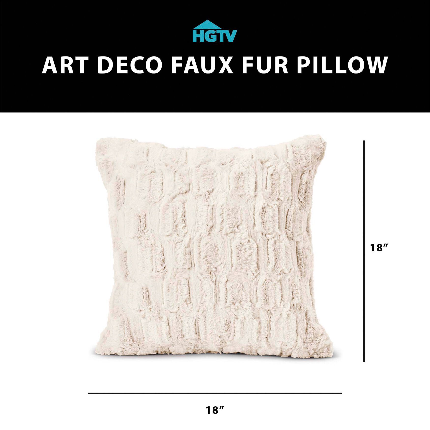 HGTV Art Deco Faux Fur Pillow, , on-hover image number 1