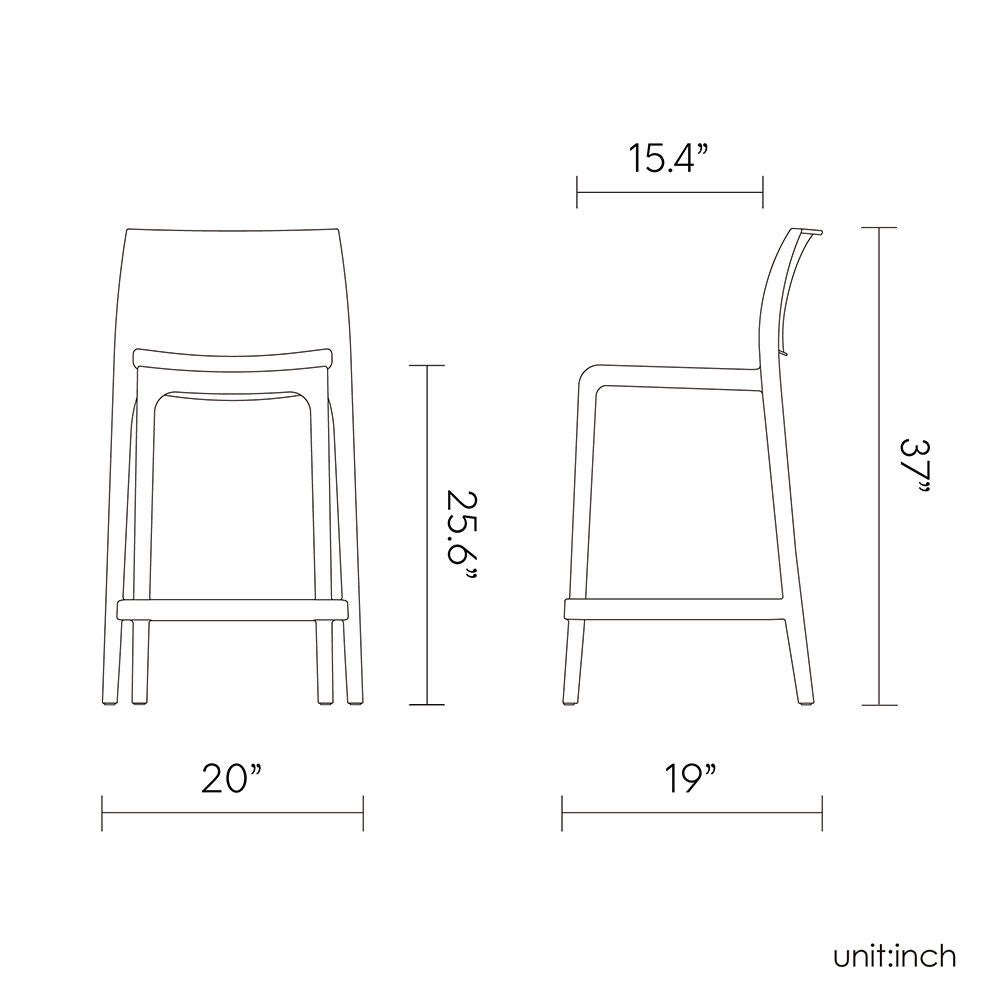 Set of 2 Sensilla Outdoor Stackable Counter Stools, WHITE, alternate image number 4
