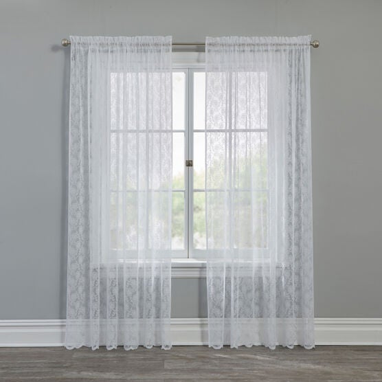 Scarlett Floral Lace Rod-Pocket Panel, WHITE, hi-res image number null