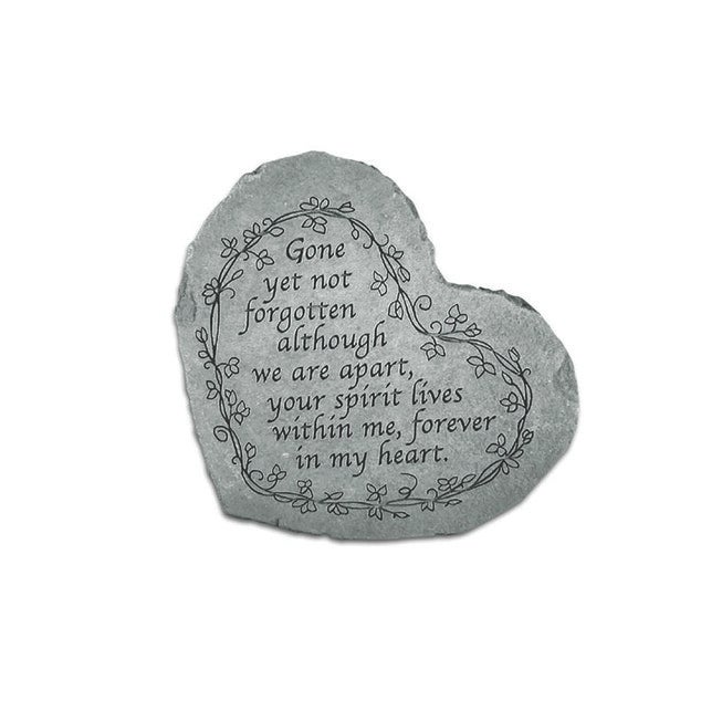 Gone Yet Not Forgotten Heart Garden Memorial Accent Stone, GREY, hi-res image number null